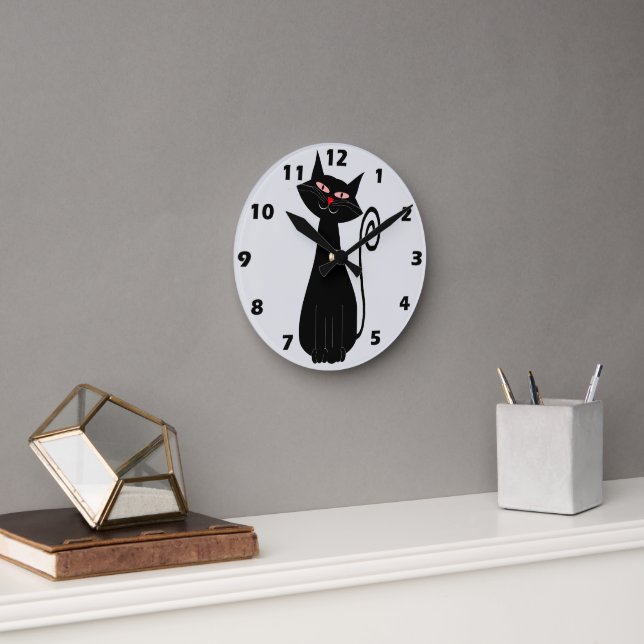Cat Design Round Clock (Office)