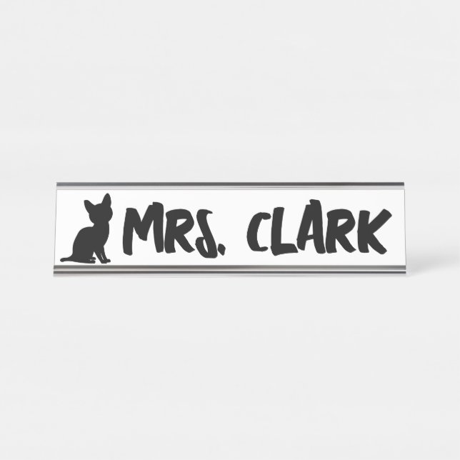 CAT DESK Custom Teacher Name Plate (Front)