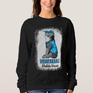 Cat Diabetes Diabetes Warrior Unbreakable Blue Ri Sweatshirt