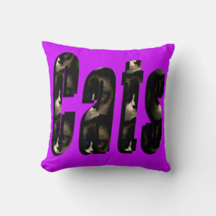 Cat Dimensional Logo, Magenta Throw Cushion. Cushion
