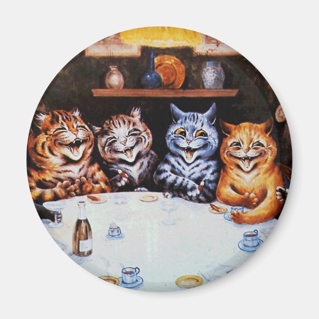 Cat Dinner Party Louis Wain Artwork Magnet (Front)