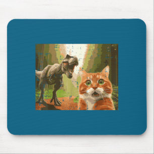 Cat Dinosaur Trex Selfie Funny Meme Humor Boys Gir Mouse Pad