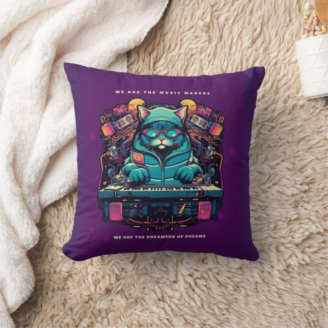 CAT DJ MUSIC MAKER CHRISTMAS  CUSHION (Blanket)