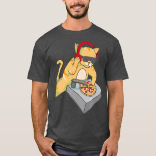 Cat DJ Pizza  Cool Kitty Disc Jockey Funny Music T-Shirt