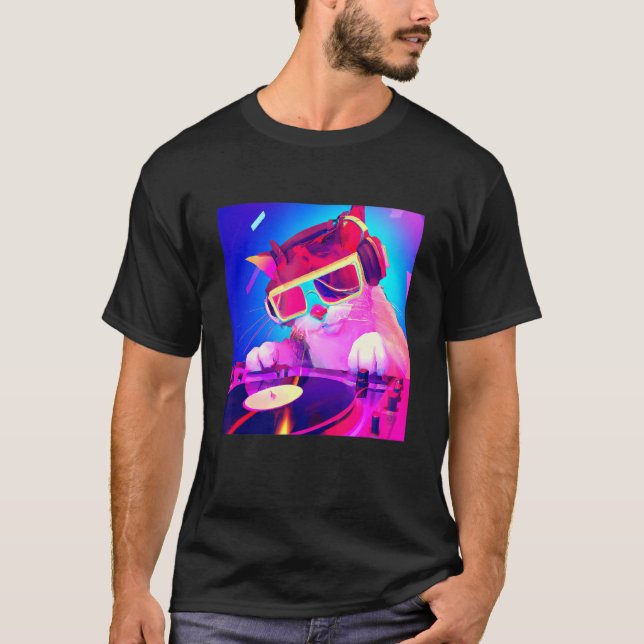 Cat DJ Vaporwave  Aesthetic Men Boys Girls Women A T-Shirt (Front)