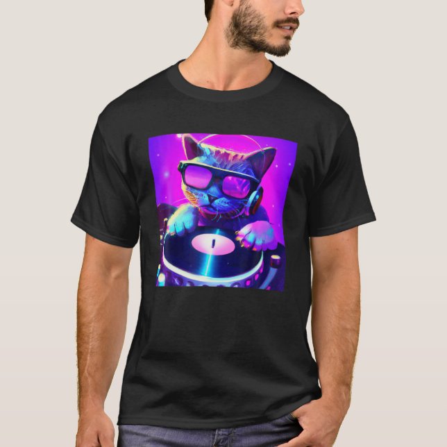 Cat DJ Vaporwave Aesthetic Men Boys Girls Women An T-Shirt (Front)