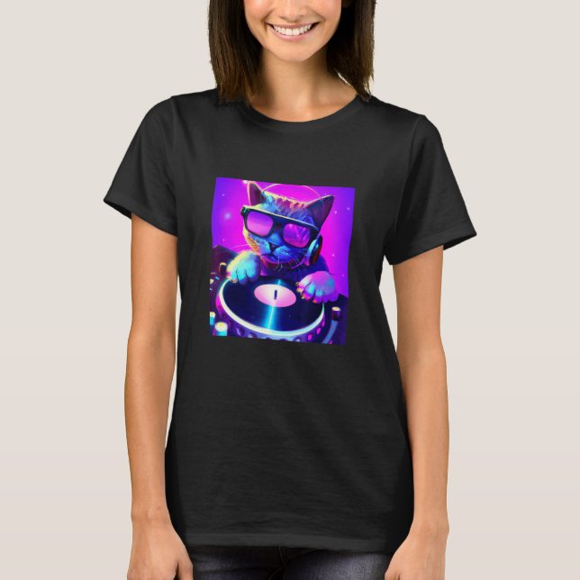 Cat DJ Vaporwave  Esthetic Men Boys Girls Women A T-Shirt (Front)