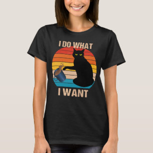 Cat Do What I Want Cat Meow Rebel Kitty Retro Vin T-Shirt