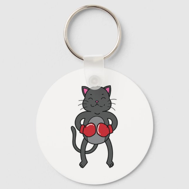 Cat Does Boxing For Men Women  Key Ring (Front)