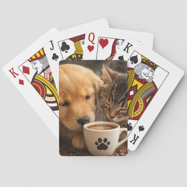 Cat Dog and Coffee Playing Cards (Back)