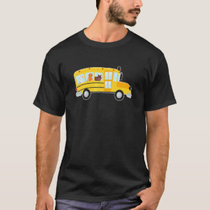 Cat Dog And Duck In A School Bus Driver Animals T-Shirt