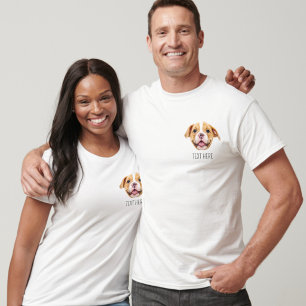 Cat Dog Baby Kids Face Photo Pocket Funny T-Shirt