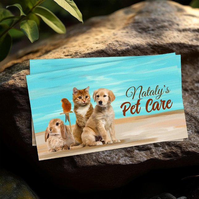 Cat, Dog, Canary and Rabbit Illustration Business Card (Creator Uploaded)
