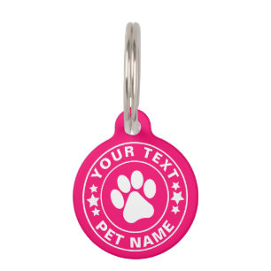 cat dog Custom Name text princess Pink Pet tag