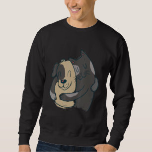 cat dog hug pet   store motif graphic design rando sweatshirt