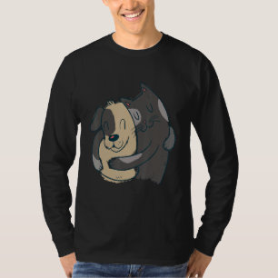 cat dog hug pet store motif graphic design rando T-Shirt