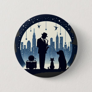 Cat, dog, Jazz 6 Cm Round Badge