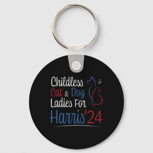 Cat Dog Lady Ladies Shirt For Kamala Harris 2024  Key Ring