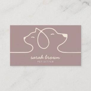 Cat Dog Line Art Petsitter veterinary Business Card