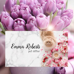 Cat Dog Line Logo Petsitter Petwalker petshop Business Card