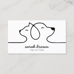 Cat Dog Line Logo Petsitter Petwalker petshop vet Business Card