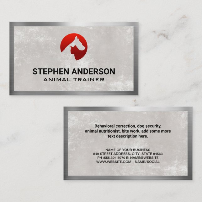 Cat Dog  Logo | Metallic Border Business Card (Front/Back)
