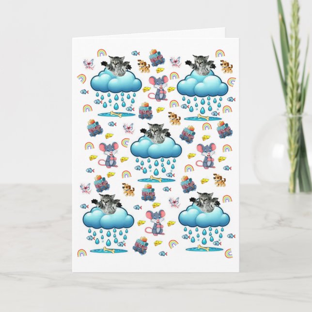Cat Dog Mice Rainbow Cheese Fish Greeting Card  (Front)