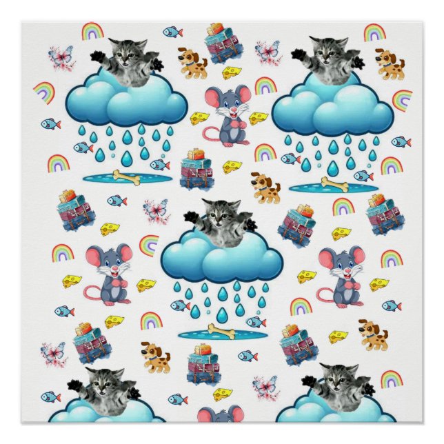 Cat Dog Mice Rainbow Cheese Poster (Front)