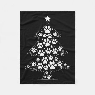 Cat Dog Paw Christmas Tree Funny Puppy Dog Cat Lov Fleece Blanket