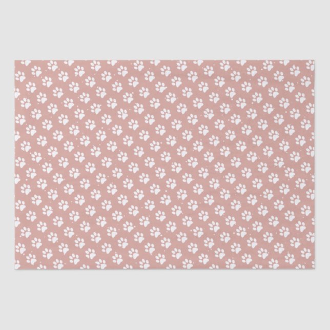 Cat Dog Paw Prints Snow Pink Birthday Christmas Tissue Paper (Front)