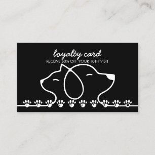Cat Dog Paws printed punch Discount Loyalty Business Card