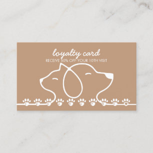 Cat Dog Paws punch Discount Loyalty Navy Business Card