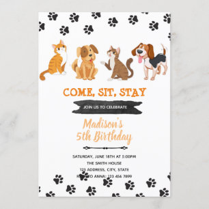Cat dog pet birthday Invitation