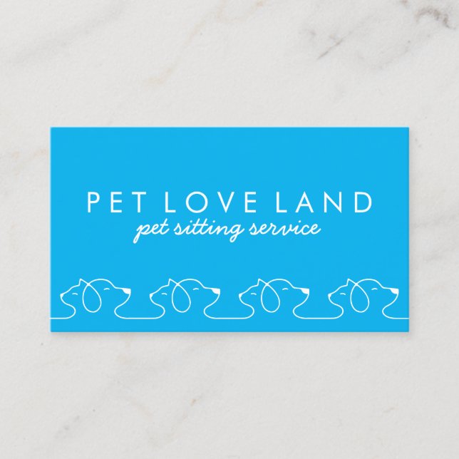 Cat Dog Pet Logo blue Business Card (Front)