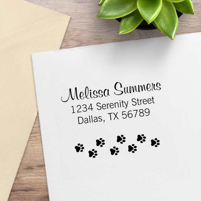 Cat Dog Pet Paw Prints Address Rubber Stamp (Creator Uploaded)