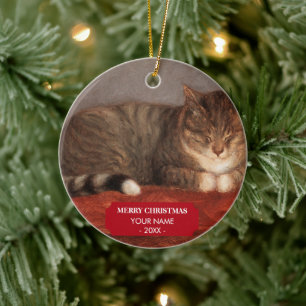 Cat Dog Photo Pet Memorial Gift Portrait Christmas Ceramic Tree Decoration