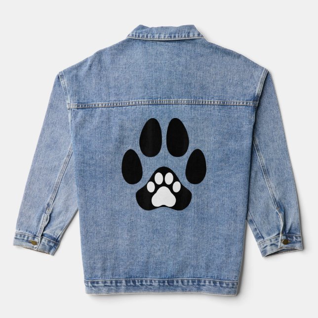 Cat Dog Puppy Claws Cute Funny  Denim Jacket (Back)