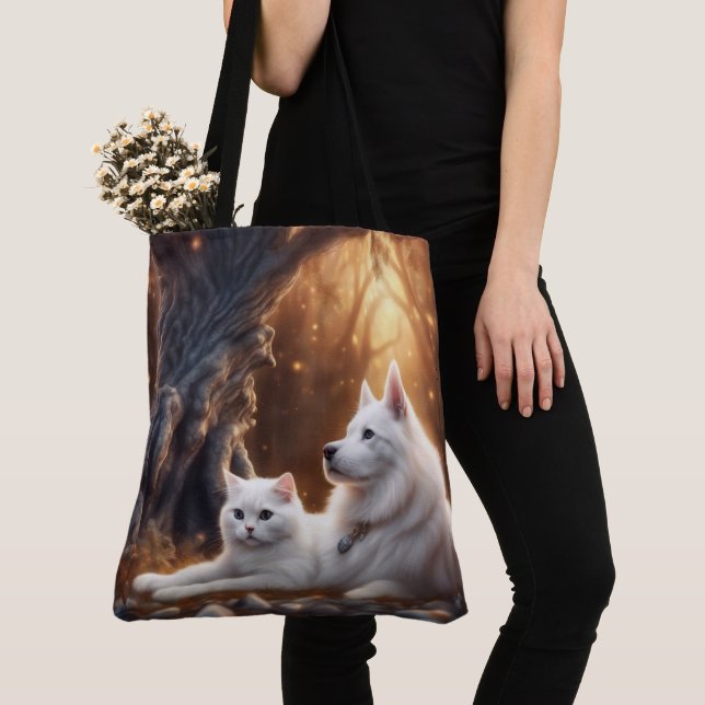 Cat & Dog  Tote Bag (Close Up)