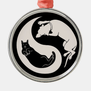 Cat-Dog Yin-Yang Metal Tree Decoration
