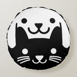 Cat Dog Yin Yang Pet Round Cushion