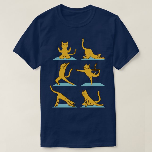 Cat Doing Multiple Yoga Positions Cats Lovers T-Shirt (Design Front)