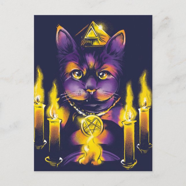 Cat Doing Spellwork Postcard (Front)