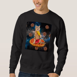 Cat Donut Riding Pizza Eating Ice Cream Galaxy Spa Sweatshirt