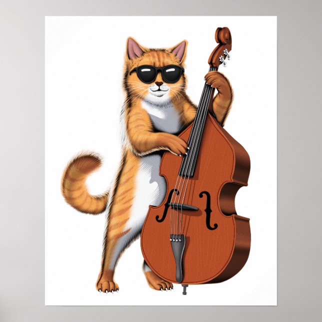 Cat Double Bass Player Poster (Front)