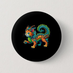 Cat Dragon Happy Chinese New Year 2024 Womens Mens 6 Cm Round Badge
