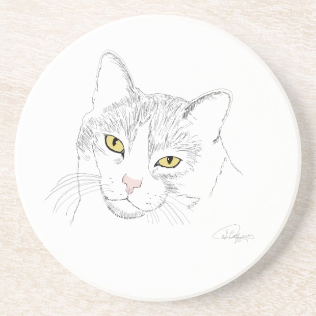 Cat Drawing Coaster (Front)