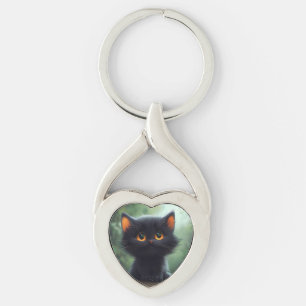Cat drawing key ring