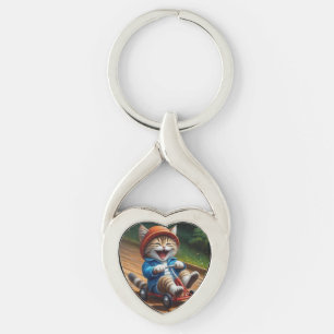 Cat drawing key ring