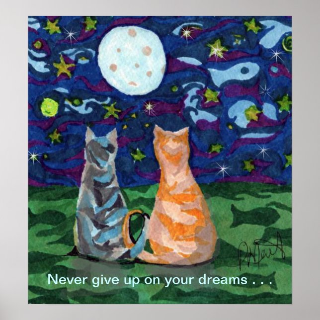 Cat Dreams and Full Moon Poster (Front)