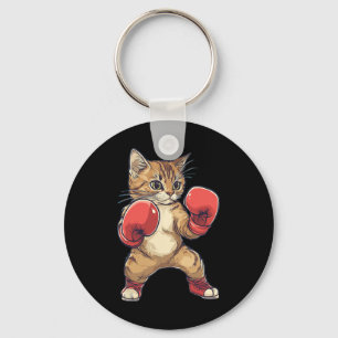 Cat Dressed As A Boxer Funny Boxing Men Women Kids Key Ring